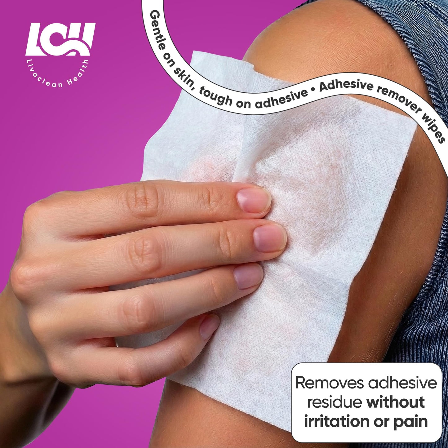50 CT Large Adhesive Remover Wipes – 5"x7" 60 GSM Thick Medical Adhesive Remover for Skin – Bandage Adhesive Remover - Adhesive Wipes for Tape, Dressings, and Ostomy Residue by Livaclean Health