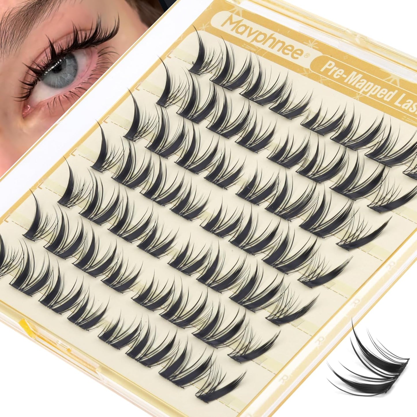 Natural Wispy Eyelash Extensions - Spider Lash Clusters 8-16MM | CC Curl, Flexible Clear Band for Effortless Application