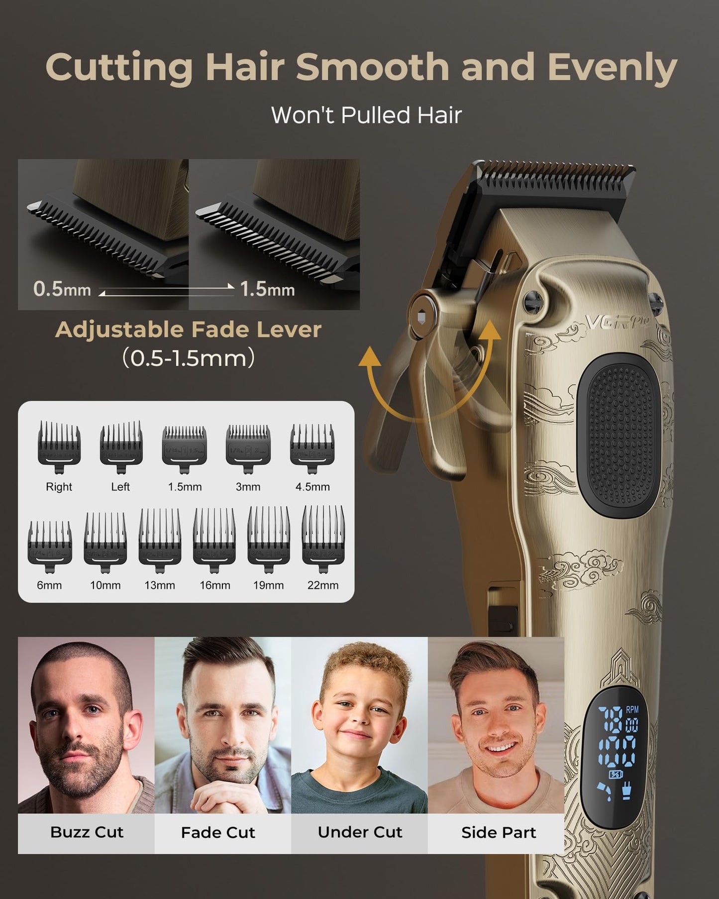 VGRPRO Hair Clipper & Trimmer Set for Men Professional, Waterproof Electric Razor Foil Shaver for Men Face Beard, Cordless for Hair Cutting, 4-Speed Setting, LED Battery Display, Barber or Home Use