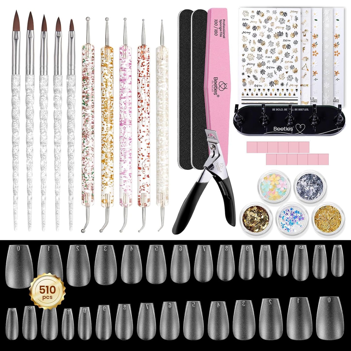 Beetles Gel Nail Polish Set - 32 Vibrant Colors | UV LED Soak Off Nail Kit with Base & Top Coat