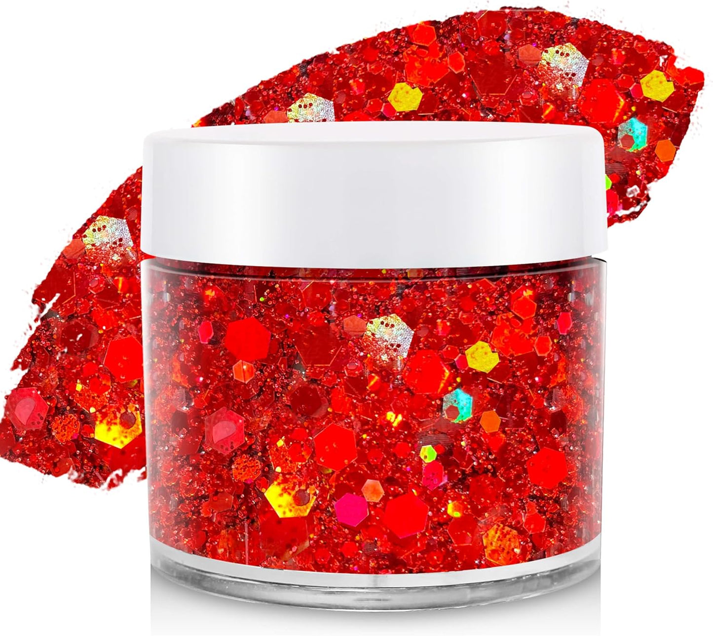 Red Face Hair Glitter - Holographic Patriotic Body Glitter for 4th of July | Chunky Sequins for Festival Makeup