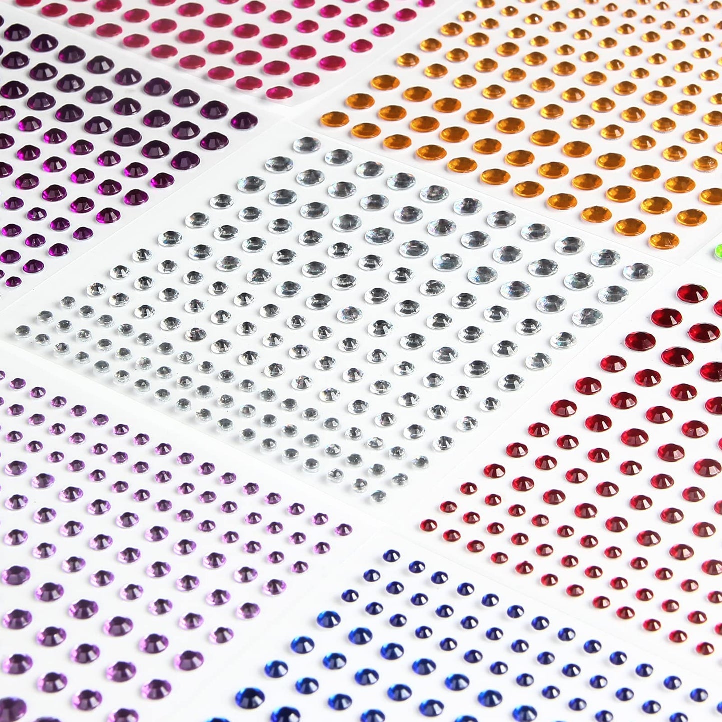 2310 PCS Self Adhesive Rhinestone Gem Stickers for Face Nail Body Makeup Festival,4 Size 14 Sheets Bling Jewels Stickers Earrings for DIY Kids Craft Card Decorations