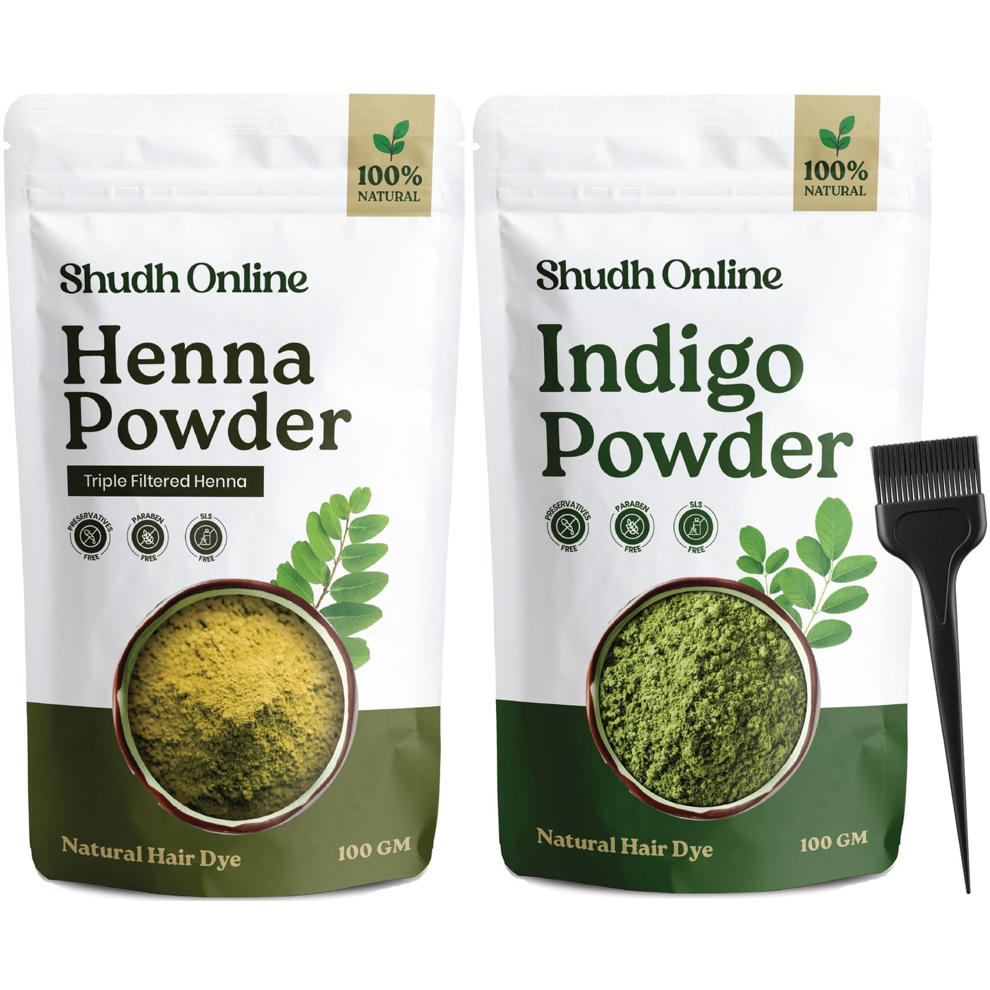 Indigo Powder Organic and Black Henna Powder for Hair Combo (7oz - 3.5oz each) - Natural Henna Indigo For Hair Dye - Black Hair Color (200g)