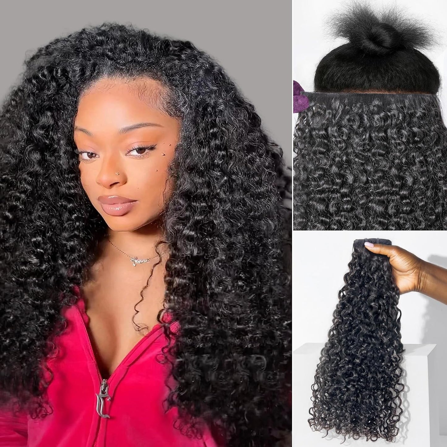 Invisible Messy Curly Clip-In Hair Extensions - Real Human Hair for Women | 14 Inch, 110g, 6 Pcs, Remy Hair