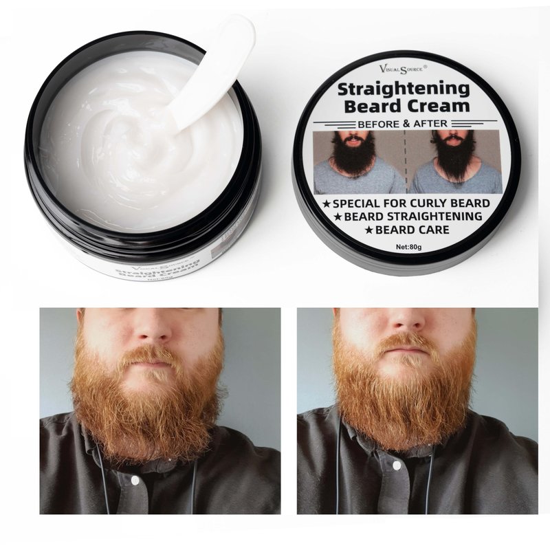 visualsource Straightening Beard Cream, 2.8oz Effective Styling Conditioner Mustache Cream Supplies To Straighten Reducing Frizz Coarse Moisturizing Softening Natural