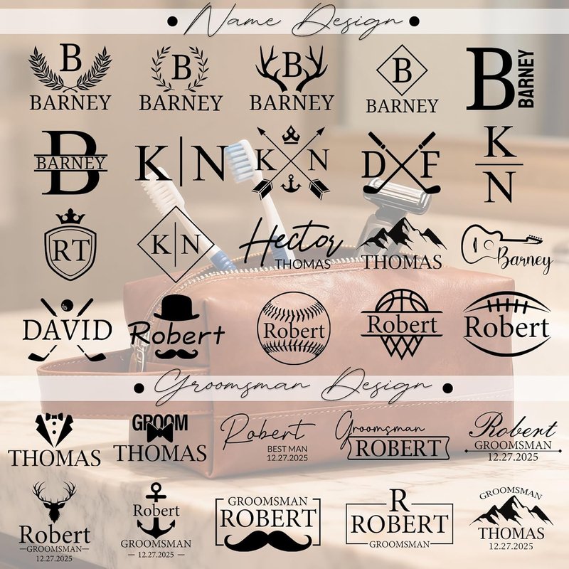 Personalized Leather Toiletry Bag for Men - Custom Engraved Travel Organizer | Perfect Groomsmen Gift