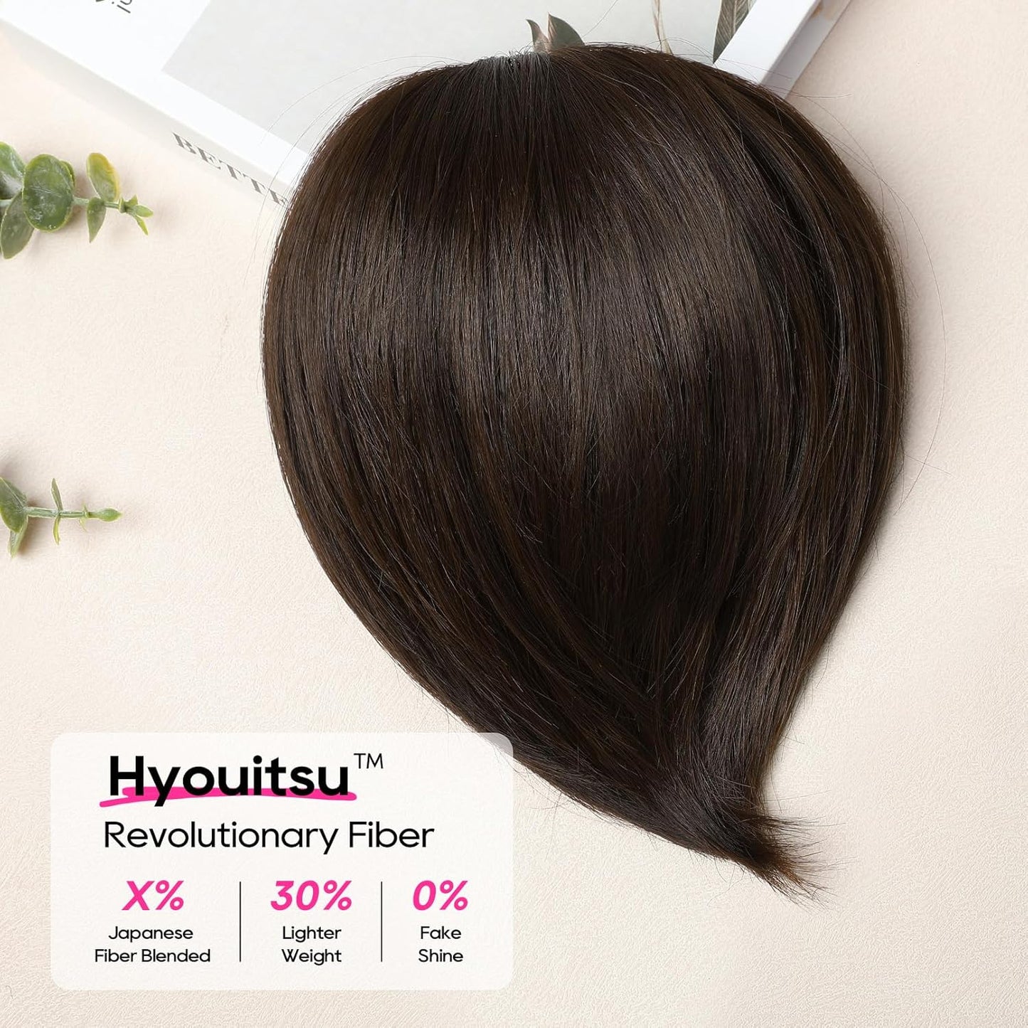 Ponytail Extension - 8" Short Mini Claw Clip Hairpiece for Fine Thin Hair | Soft Feather-Light Chocolate Brown