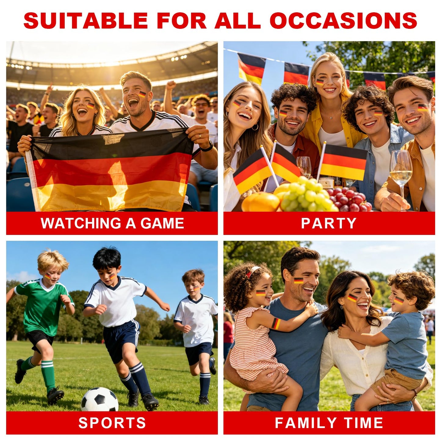 Black Red and Yellow Face Body Paint Stick for 2026 World Cup Fan Soccer Baseball Softball Sports Eye Black Stick Makeup (Germany)