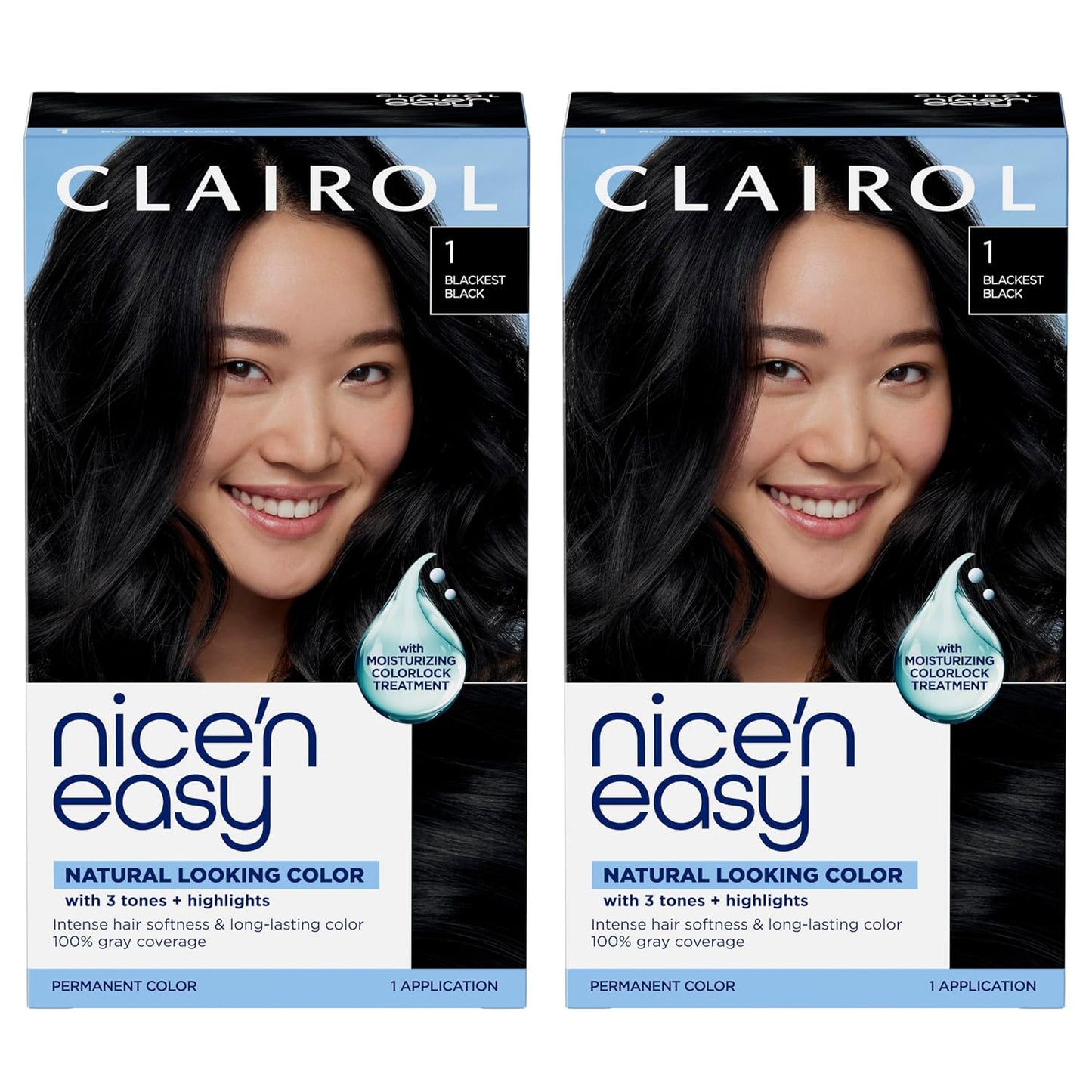 Clairol Nice'n Easy Permanent Hair Dye - Blackest Black | 100% Gray Coverage & Long-Lasting Shine | Single Pack