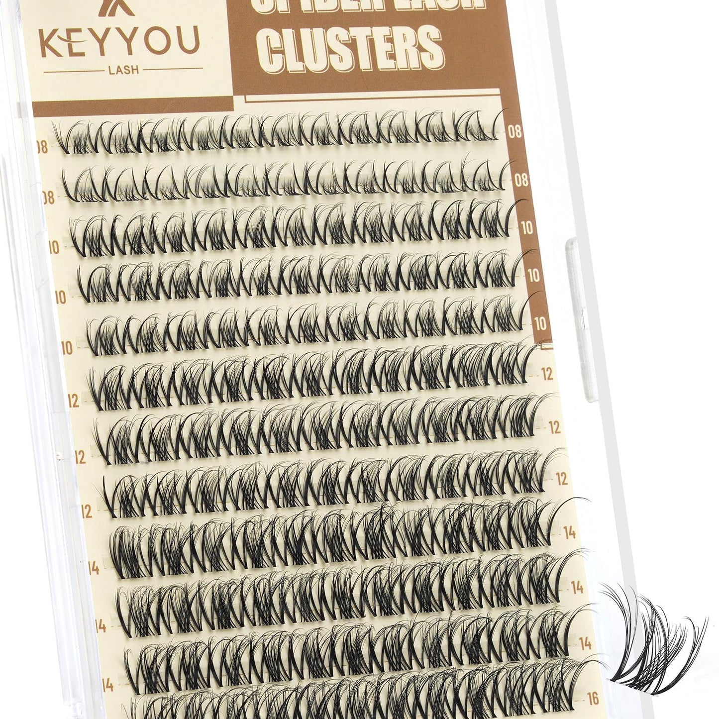 KEYYOU Spider Lash Clusters Breeze Wispy Eyelash Clusters Natural D Curl 8-16mm Clusters Eyelash Extension Invisible Band Spider Lashes for Daily Makeup
