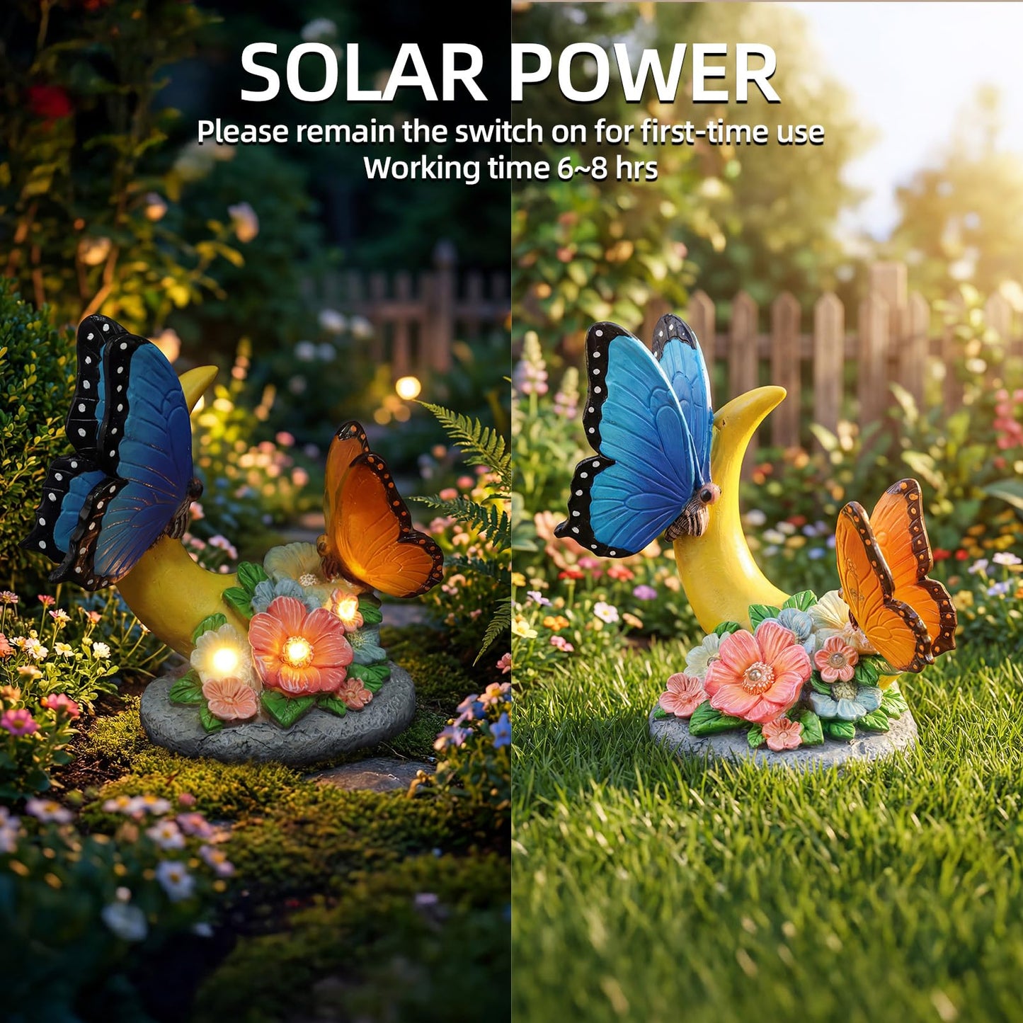 Rempry Solar Garden Butterfly Statue Decor for Yard Lawn Patio Outdoor, Unique Thanksgiving Anniversary Housewarming Decoration Gifts for Mom Grandma Women