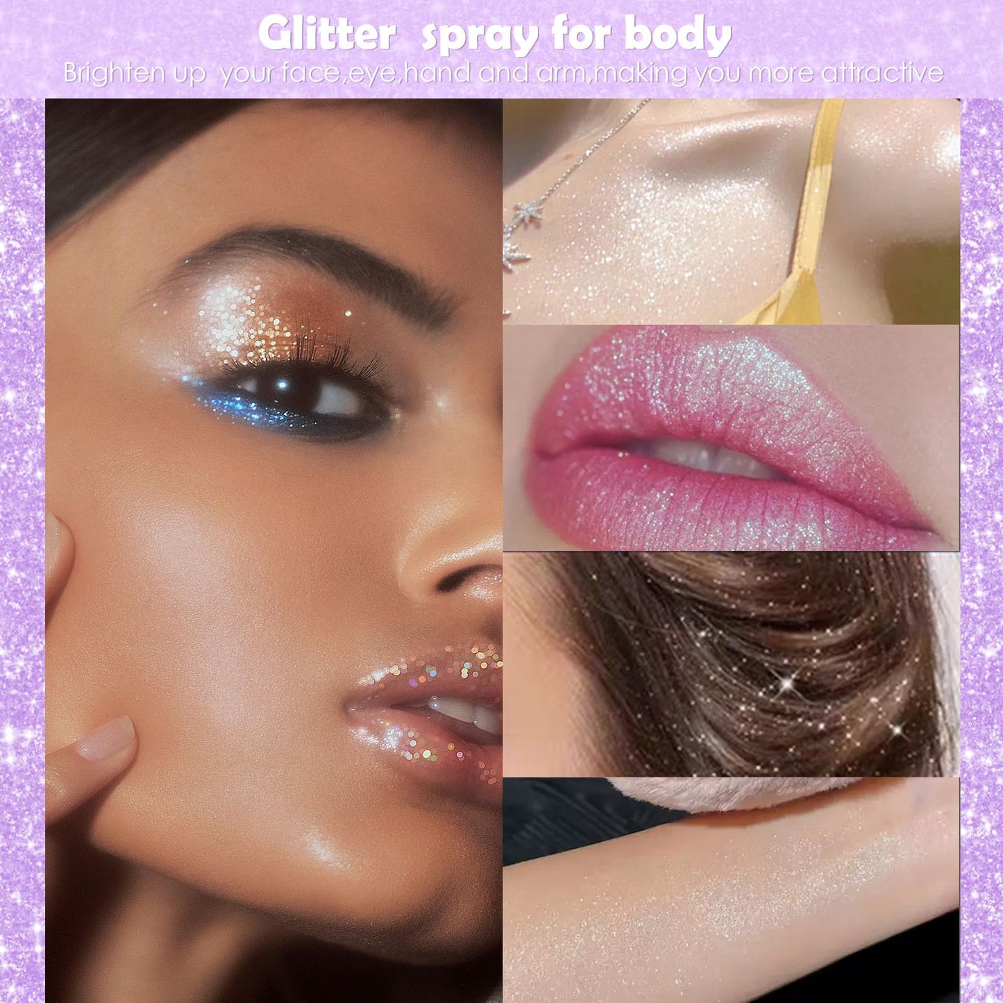 Yosca Body Glitter Spray, 30ML Body Shimmer Powder Hair Spray Fine Glitter