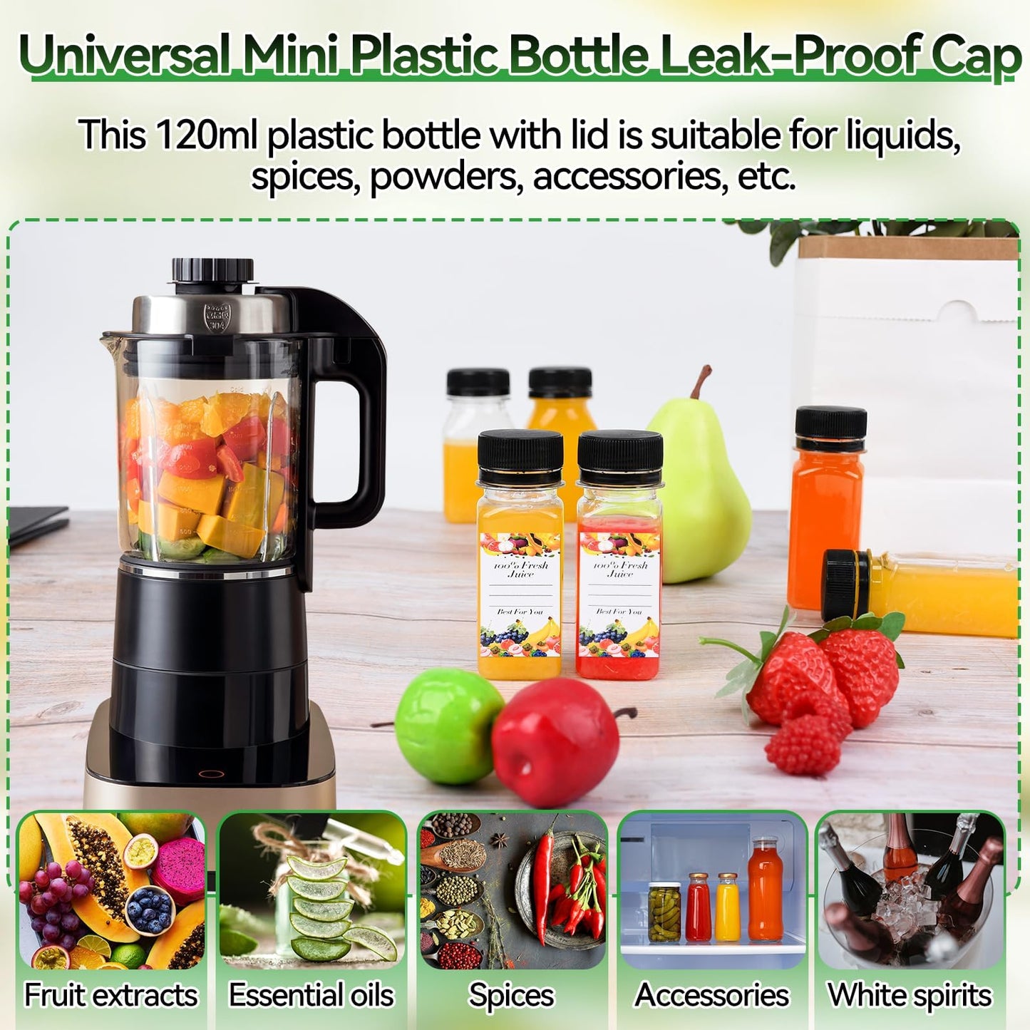 6pcs 2oz Shot Bottles with Caps, Empty Juice Bottles for Juicing, Reusable Containers with Labels, Funnel and Brush for Milk Ginger Shots Drinking,Other Beverage