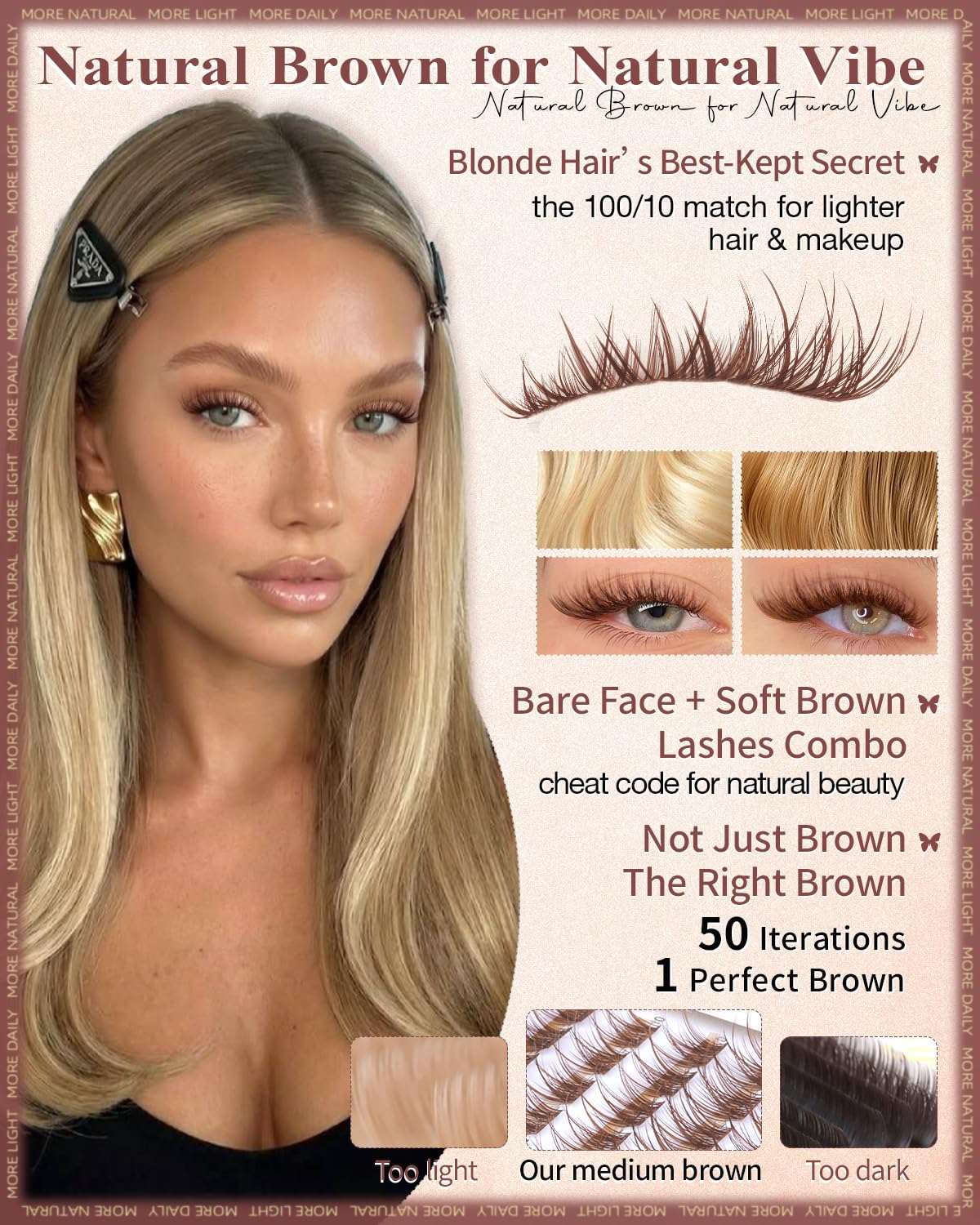 Wtvane Brown Lash Clusters Natural Eyelash Clusters 8-10-12mm Short Lash Extensions Wispy Lash Clusters C Curl Individual Lashes Cluster with Thin Band Soft Brown Eyelashes Clusters for Clean Makeup