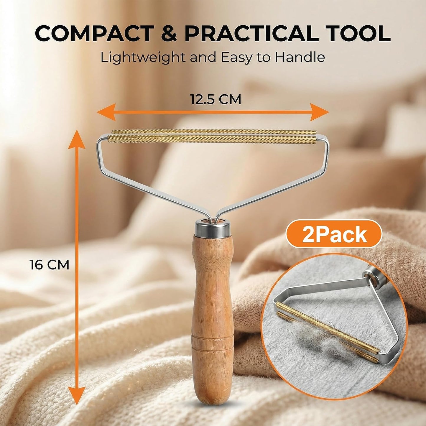 Pet Hair Removal Tool - 2 Pack Carpet Rake & Lint Remover | Manual Dog & Cat Hair Scraper for Home Cleaning