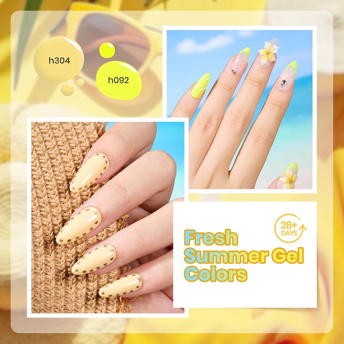 Beetles Yellow Gel Nail Polish Set - Amalfi Holiday | 6 Vibrant Summer Colors for Long-Lasting DIY Nail Art