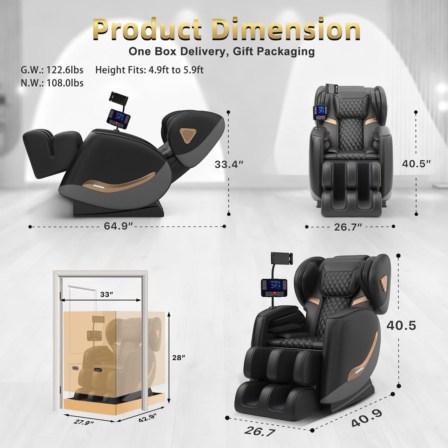 Full Body Massage Chair - Zero Gravity Recliner with 10-Point Roller, Heating & Airbags | Shiatsu Foot Roller for Ultimate Relaxation