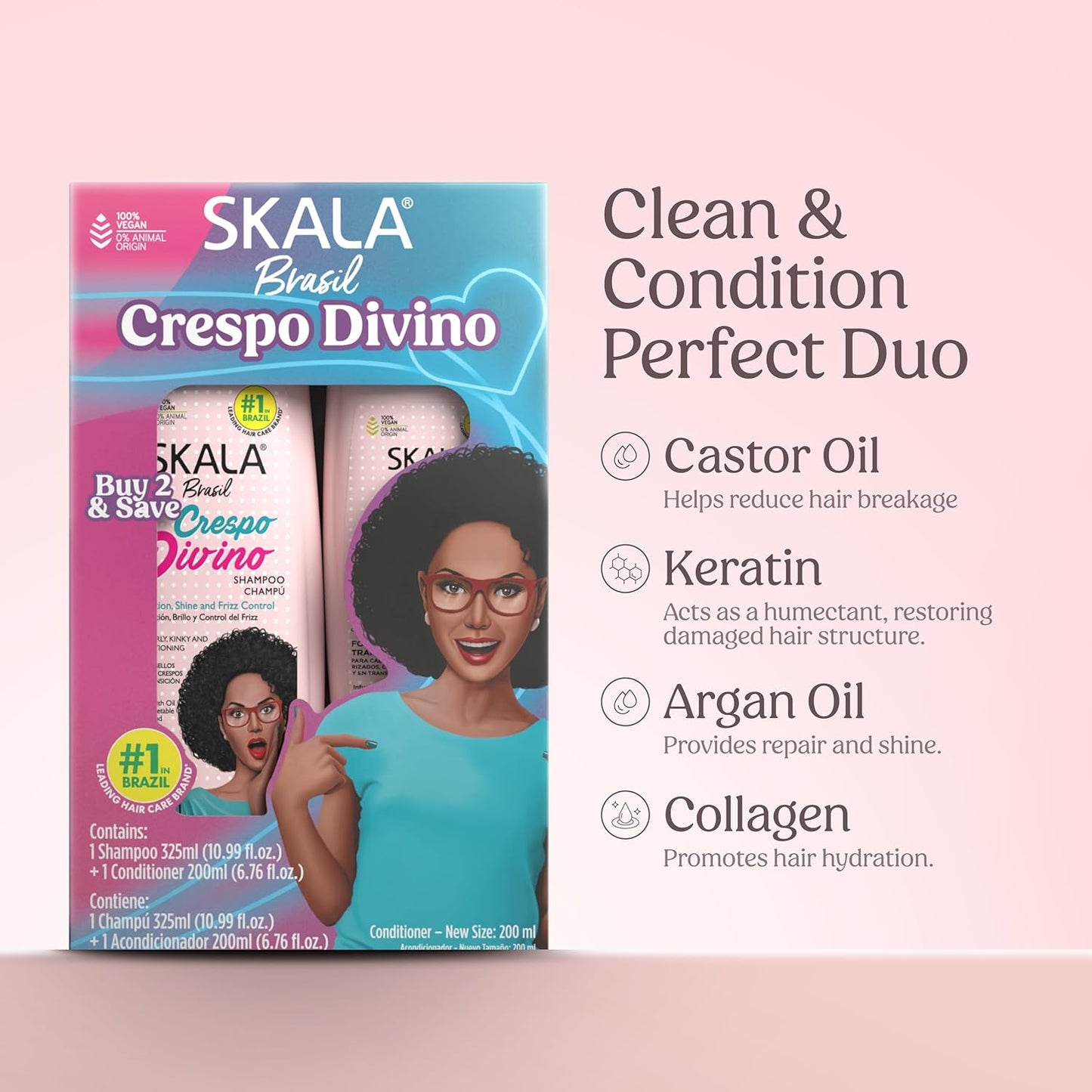 SKALA Kit Shampoo & Conditioner for Curly Hair - Hydrating Shine & Frizz Control | 10.9 fl oz Each