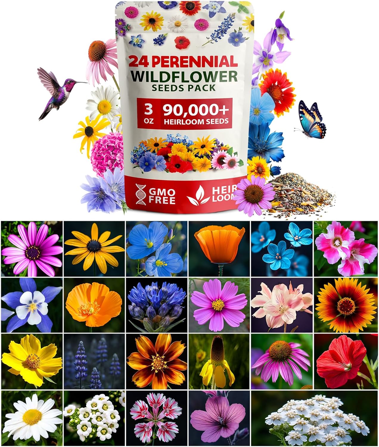 Zinnia Dahlia Seeds Pack - Non-GMO 524 Flower Seeds for Vibrant Pollinator Gardens | Easy-to-Grow Outdoor Blooms