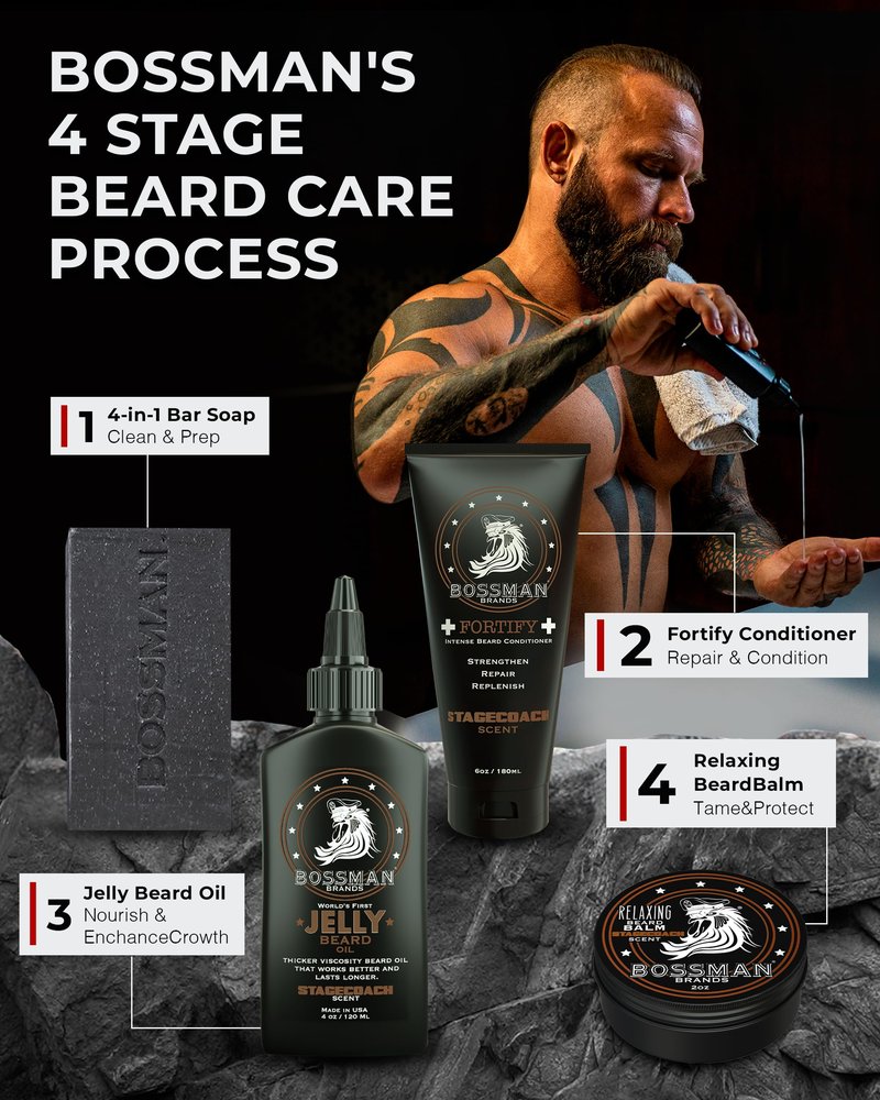 Bossman Beard Conditioner Variety Pack - Softener and Moisturizer Beard Grooming Care Kit for Men - Beard Cream and Lotion - Made in USA - 6 Scents