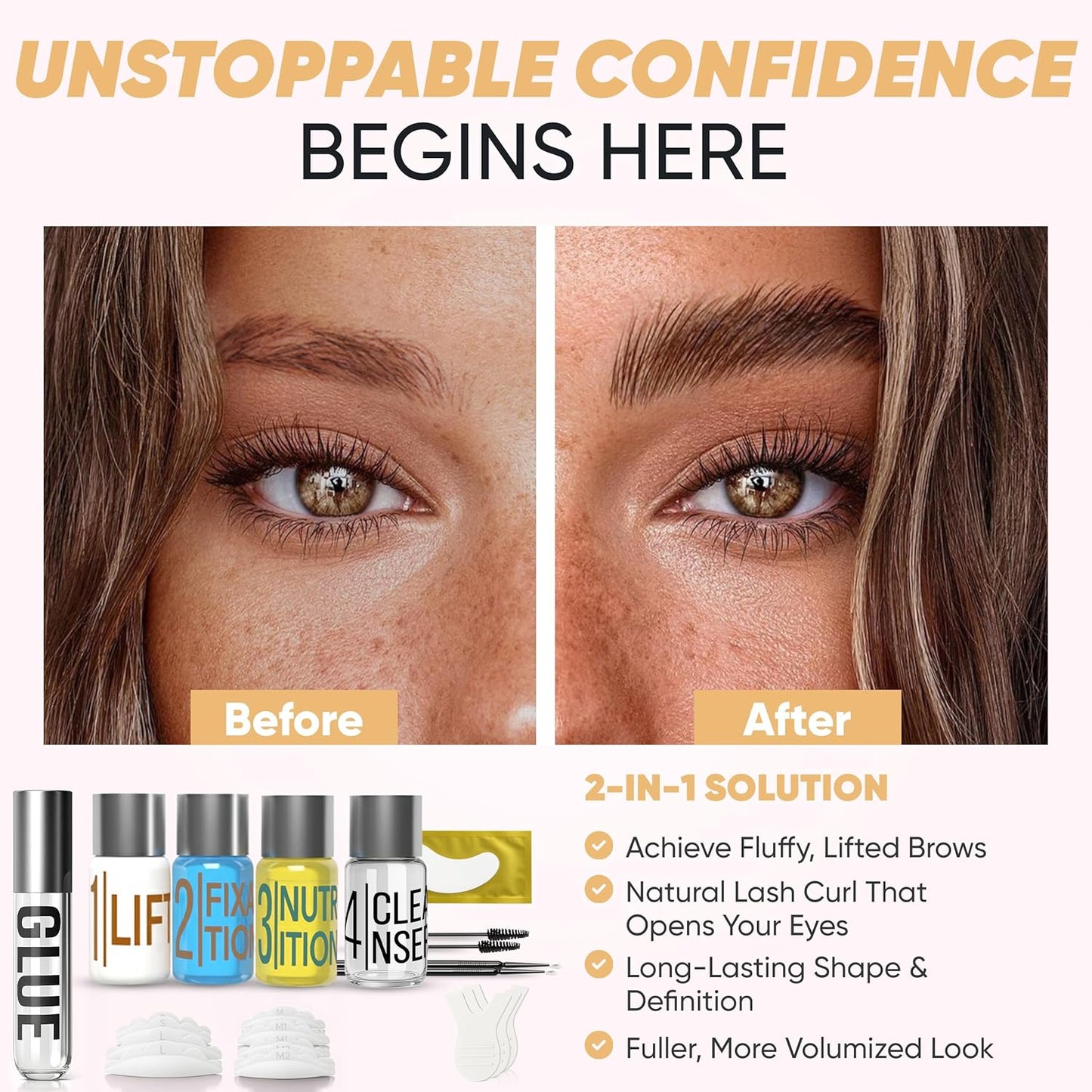 Lash & Eyebrow Lamination Kit - 2-in-1 Professional Brow & Lash Treatment | Fuller Brows & Lifted Lashes Up to 8 Weeks