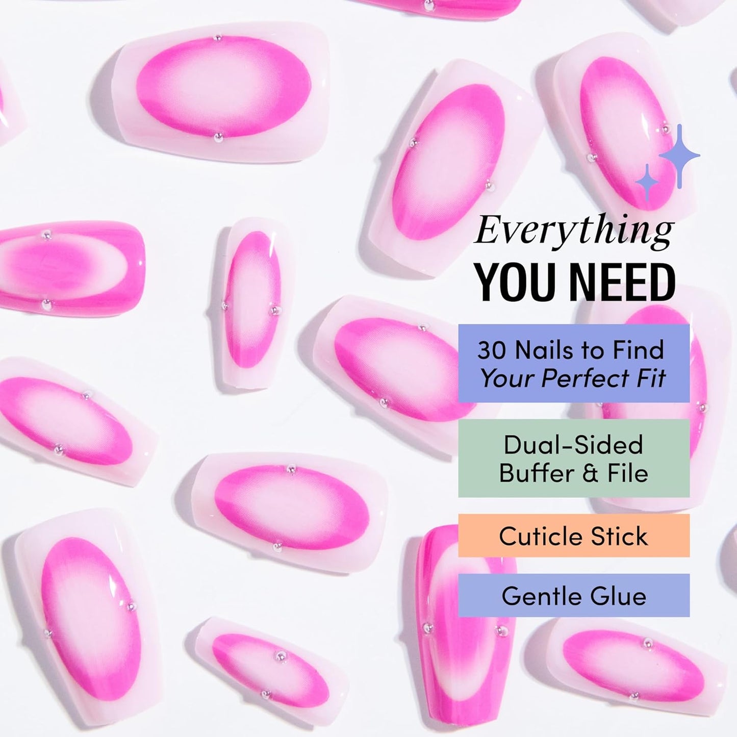 Chillhouse Press-On Nails Kit - Into the Void | 30 Customizable Square Shapes for Up to 2 Weeks Wear