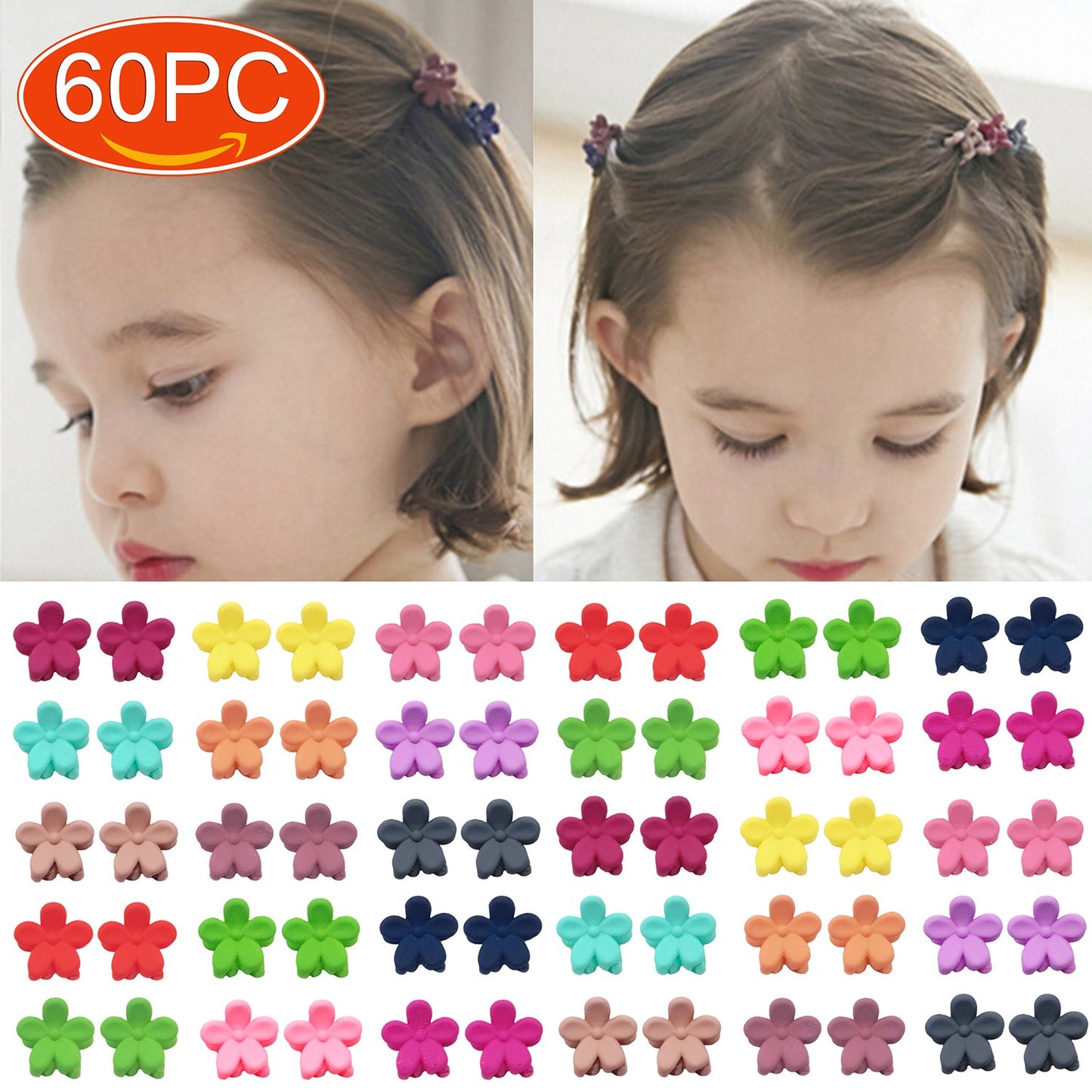 Elesa Miracle | 60pcs Baby Girl Mini Hair Claw Clips - Colorful Flower Design Hair Accessories