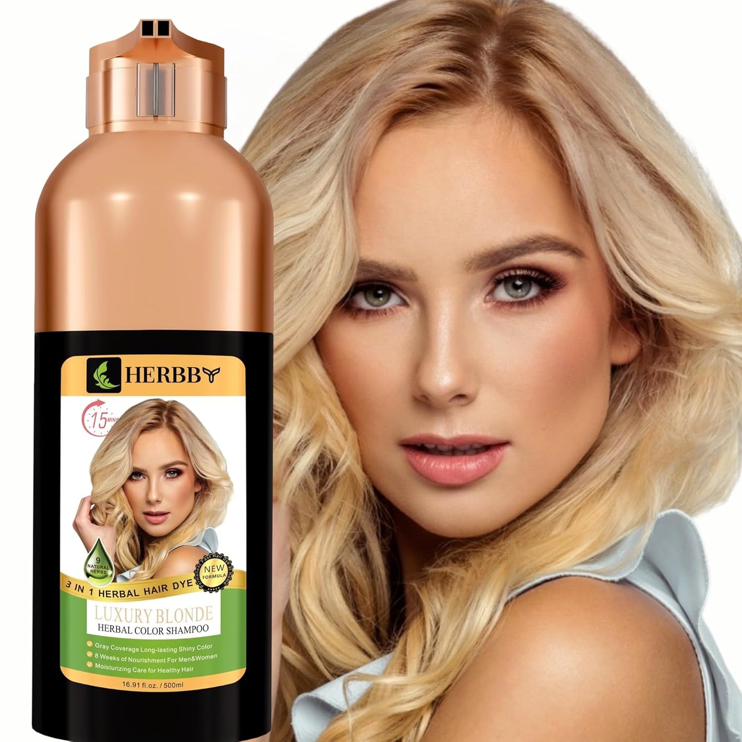 Hair Color Shampoo for Gray Coverage | 9 Herbal Extracts, Long-Lasting Shine - 500ml Tiger Brown