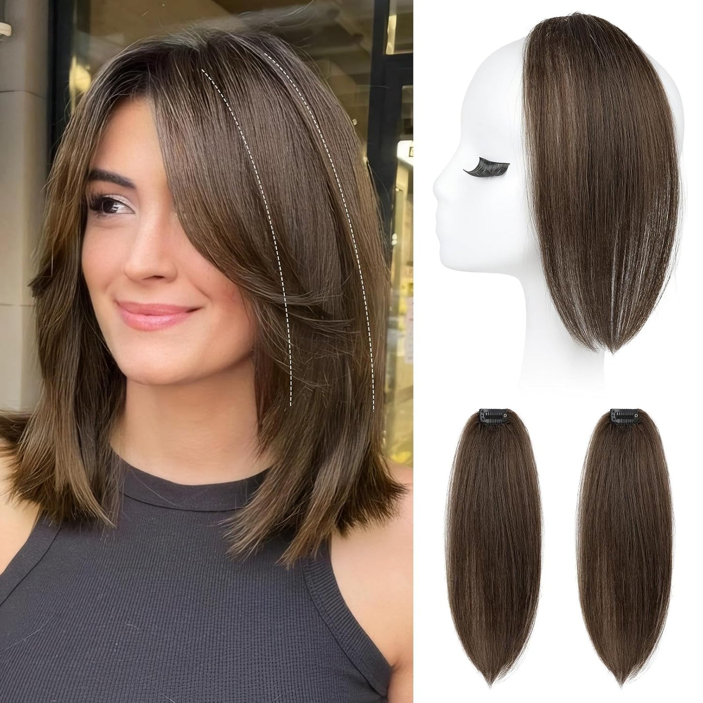 Clip In Hair Volumizer - 12 Inch Thick Hairpieces for Extra Volume | Off Black, 2PCS