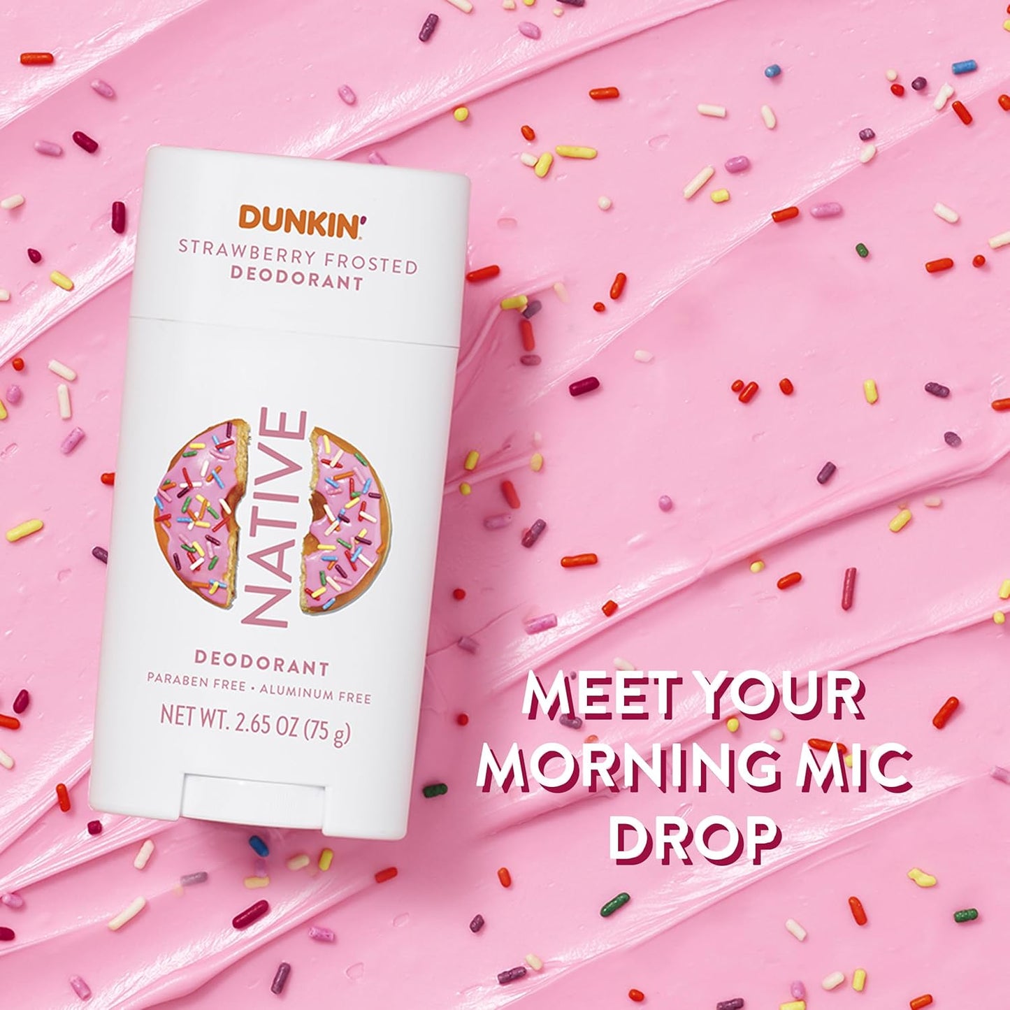 Native Deodorant - Dunkin Donuts Limited Edition | Aluminum-Free, Probiotics & Coconut Oil | Strawberry Frosted 2.65oz