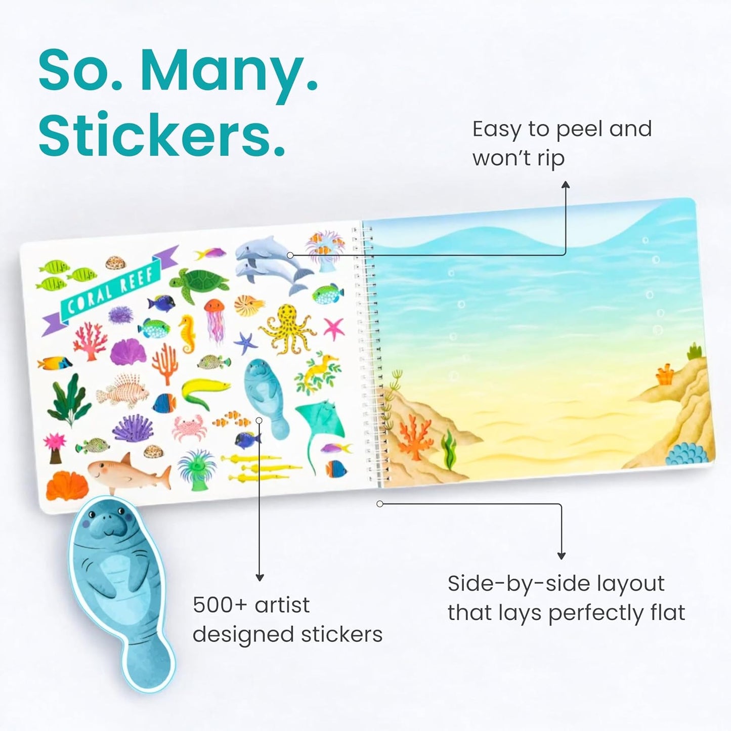 Animals Habitat Sticker Book for Kids - 500+ Stickers, 12 Coloring Pages & Scenes | Travel Activity for Ages 2-8