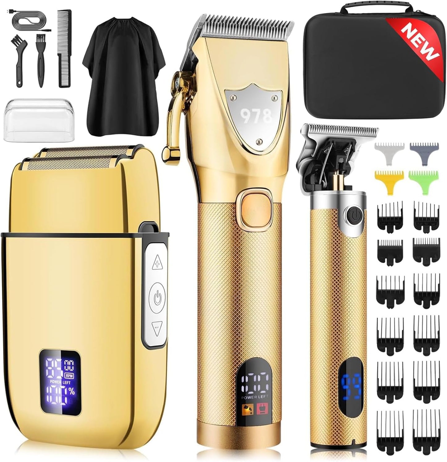 Professional Hair Clippers Set for Men - Electric Foil Shavers & Barber Kit with Travel Case | Grooming Essentials