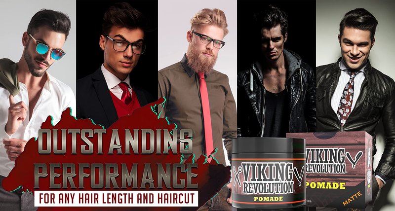Viking Revolution Hair Pomade for Men (New Formula) - Medium Hold and Matte Shine Free for Classic Look 4oz - Water Based & Easy to Wash Out