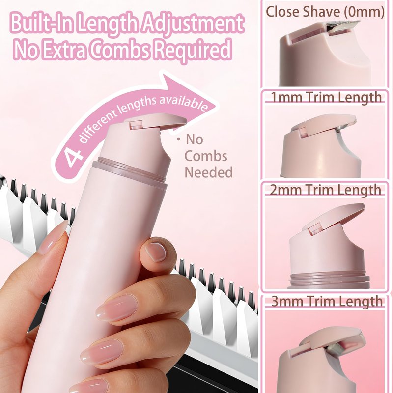 2026 New Bikini 2-in-1 Trimmer Electric Razor with Built-in LED Lights & Adjustable Cutter Head, Cleaning Brush，Fast USB Charge for Sensitive Skin Shaver for Body, Legs, Underarm,Complete Gift Set