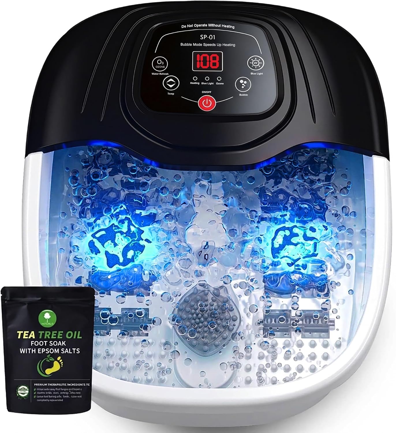 Foot Soaking Tub - Spa Bath Massager with Heat & Vibration | Epsom Salt Soaker for Relaxation & Pain Relief