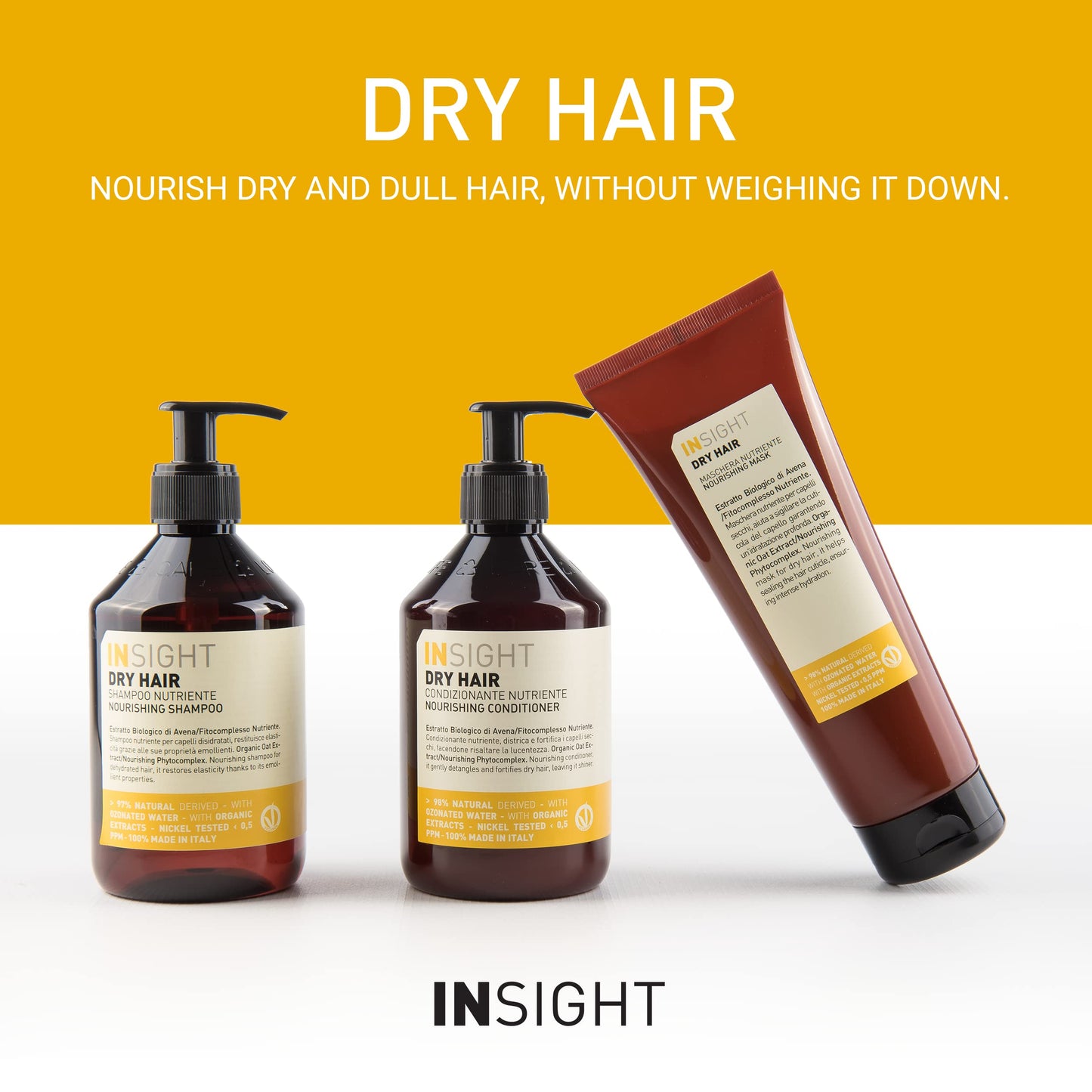 Insight Dry Hair Mask with Oat Extract & Nourishing Phytocomplex, Restructures Strands & Restores Shine, 8.5 Fl. Oz. / 250 mL