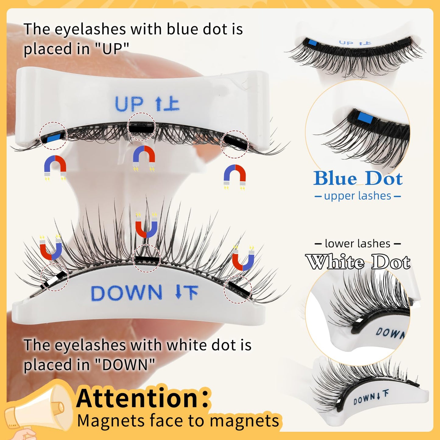 QUEWEL Magnetic Eyelashes 1 Pair Reusable Magnetic Eyelashes with Applicator No Glue Needed Eyelashes Cat Eye Natural Look Lash Clusters Kit Easy to Wear and Remove(B11)