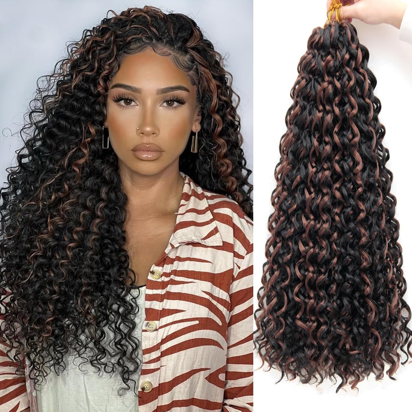 Water Wave Crochet Hair Extensions - Blonde Synthetic Bohemian Braids | 14 Inch Deep Wave (27#)