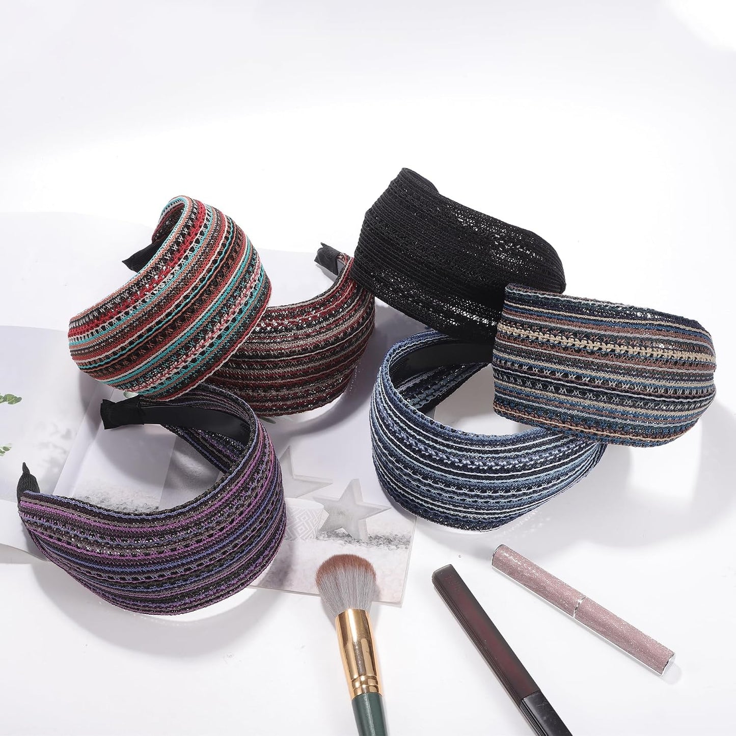 Wide Headbands for Women - Non-Slip Extra Wide Bohemian Thick Design | Black Color