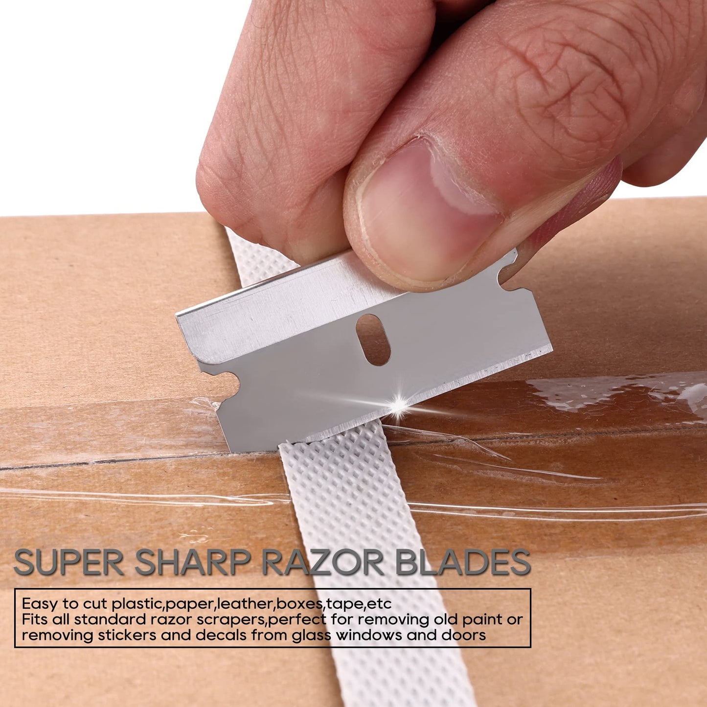 REXBETI 100PCS Single Edge Razor Blades, Industrial Razor Blades for Scraper, Suitable for Removing Labels, Decals, Stickers and Old Paint