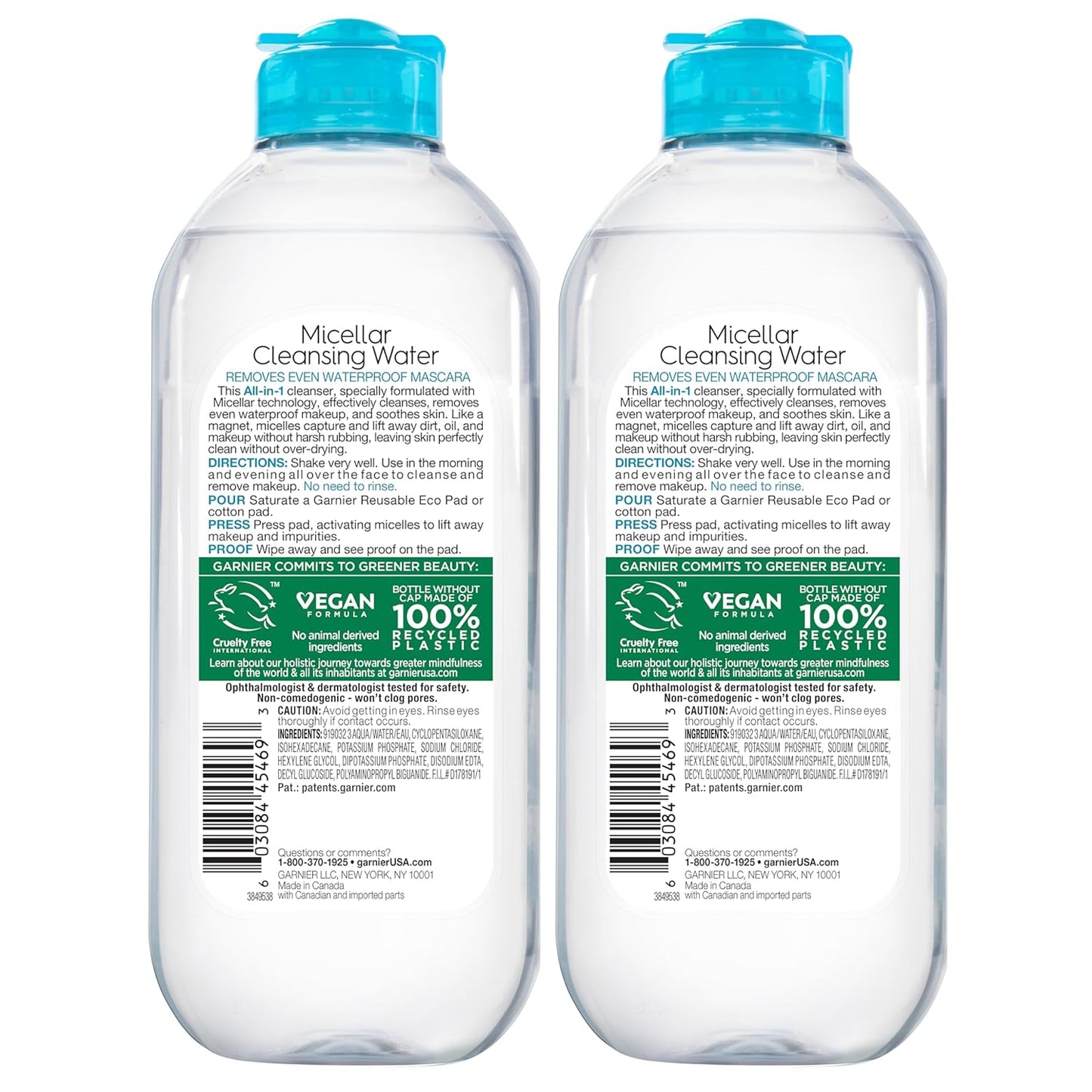 Garnier Micellar Water - Waterproof Makeup Remover & Hydrating Cleanser for Sensitive Skin | 13.5 Fl Oz (400mL), 2 Count
