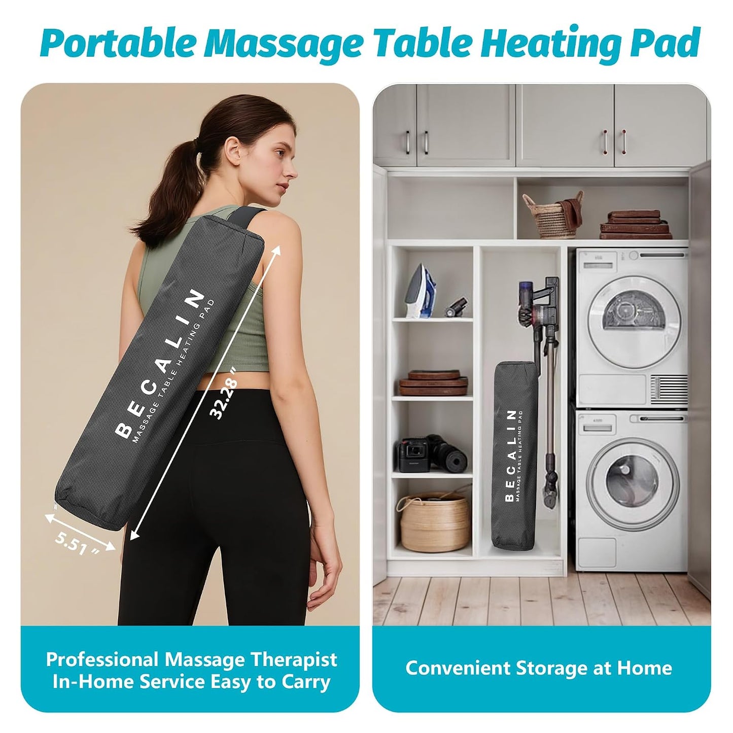 Massage Table Warmer - Professional Heating Pad with 9 Heat Settings & Timer | 30" x 71" for Spa & Massage