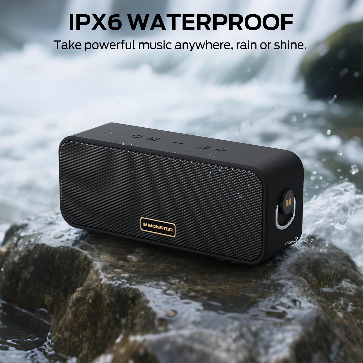 Monster S180 Bluetooth Speaker, 40W Wireless Speaker with 28H Playtime, Stereo Sound, Bluetooth 6.0, Support AUX, TF, Wireless Stereo Pairing, IPX6 Waterproof Speaker for Home, Outdoor