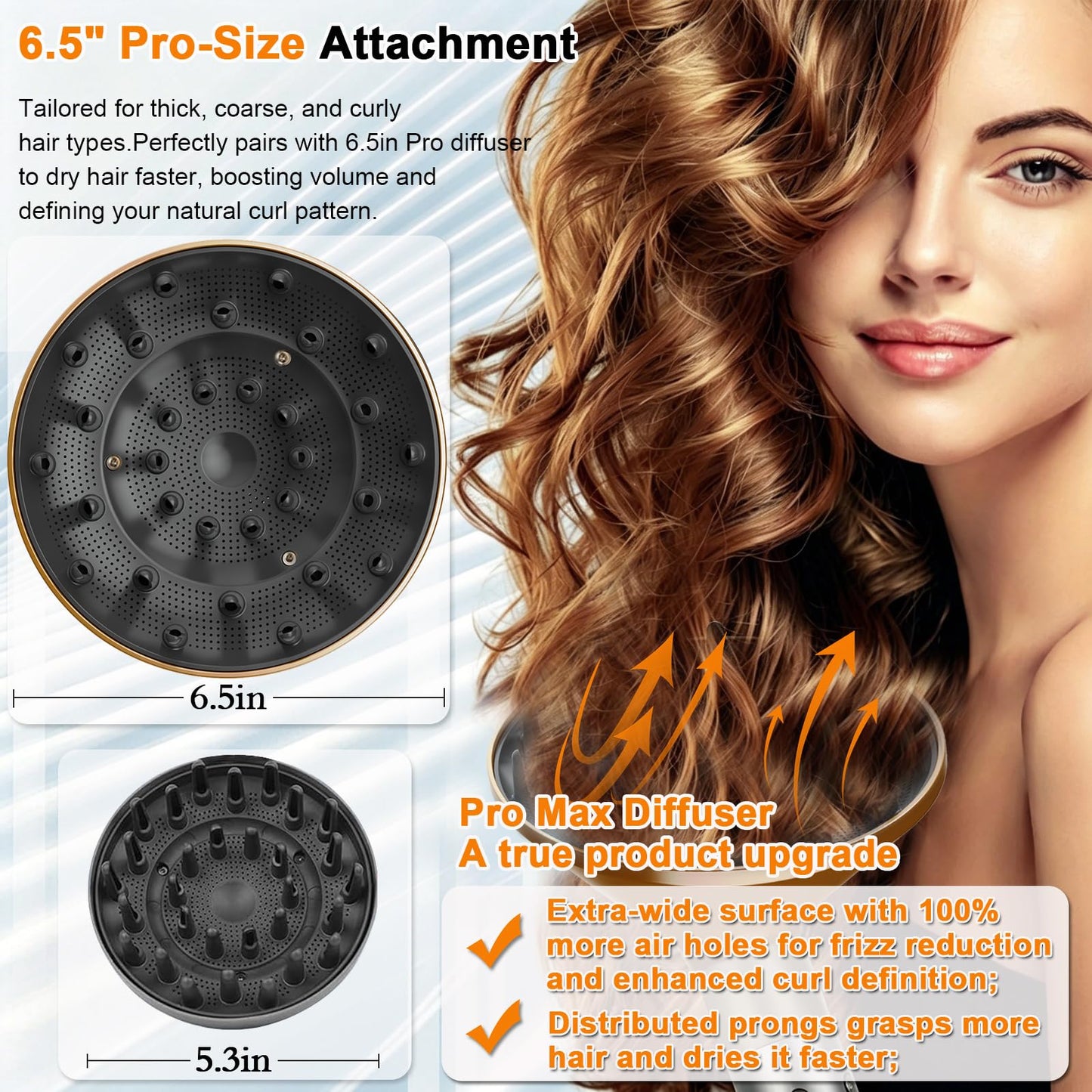 Large 6.5inch Diffuser Attachment for Dyson Airwrap i.d. HS01/HS05/HS08 - Fast-Drying & Enhanced Curl Definition, Heat Resistant Hair Diffuser Nozzle Compatible with Dyson Airwrap Diffuser