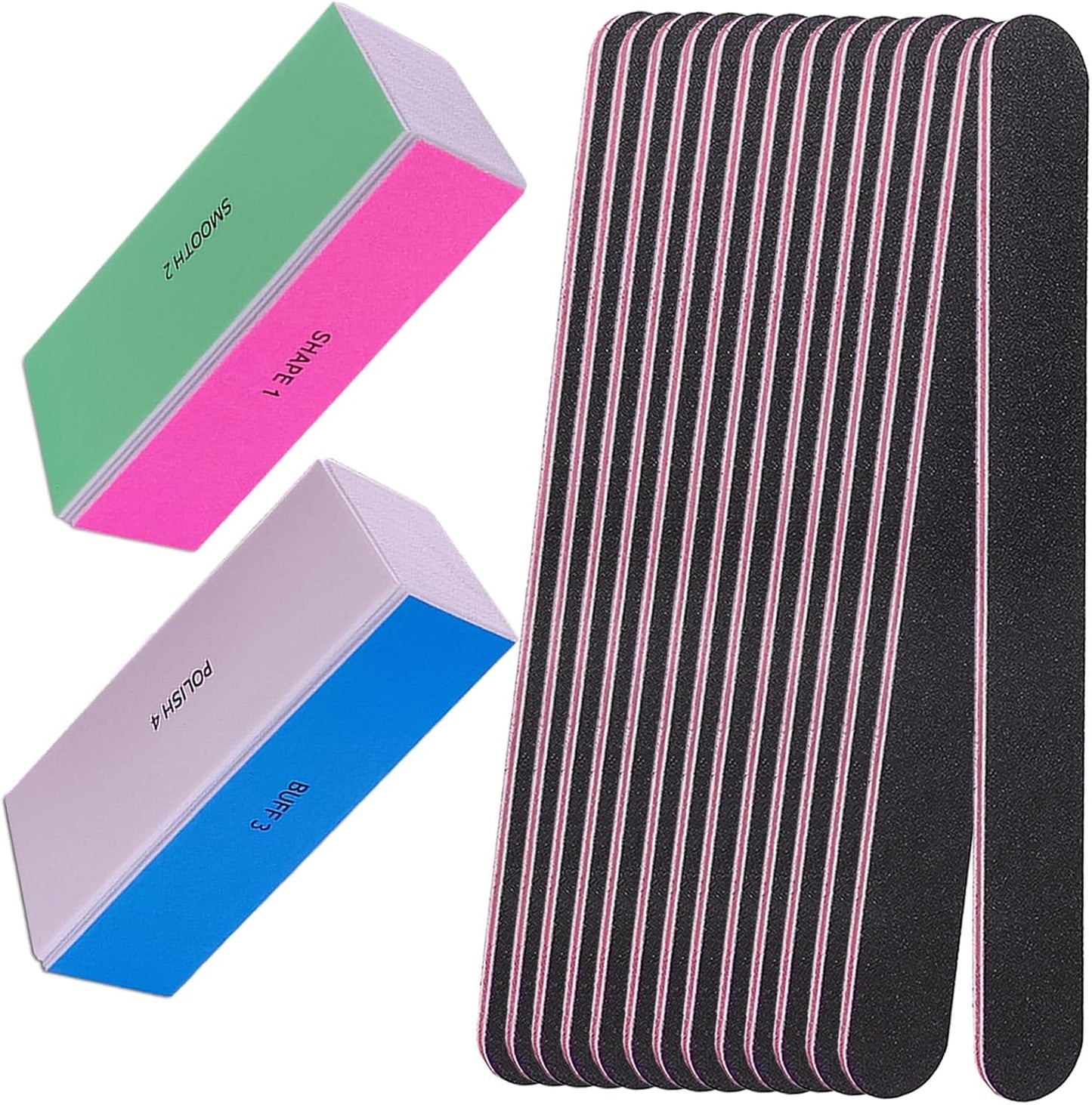 Nail File and Buffer Set - 4 Way Professional Nail Buffers for Natural Nails | Grit 100/120/240/600/3000