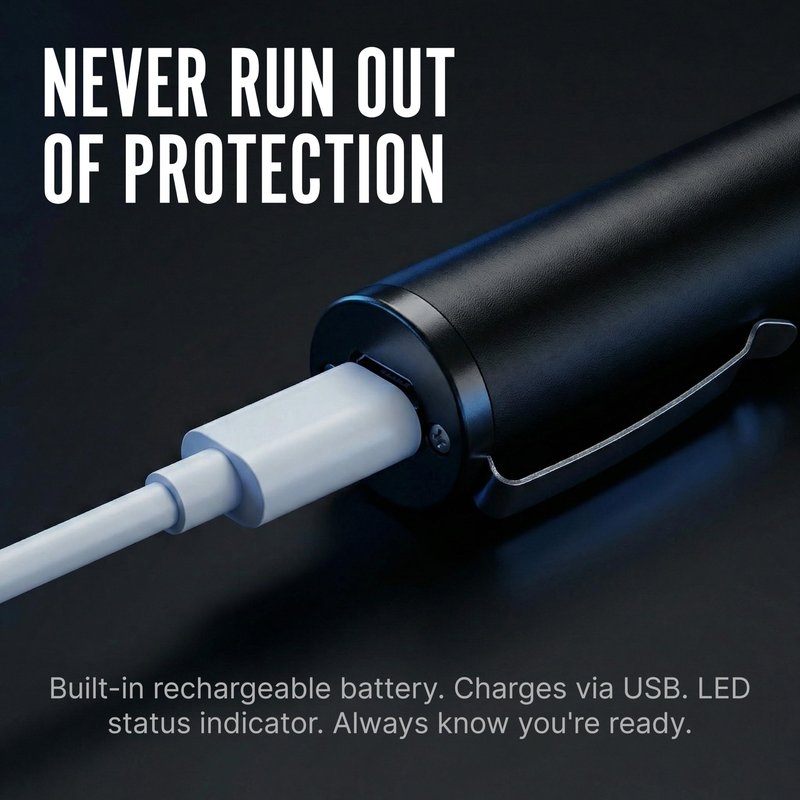 Streetwise Pain Pen 25,000,000 Volts Stun Gun for Self Protection - Tactical Stun Pen for Women and Men, USB Rechargeable, Battery Indicator, Durable Clip, Compact and Concealable for Protection