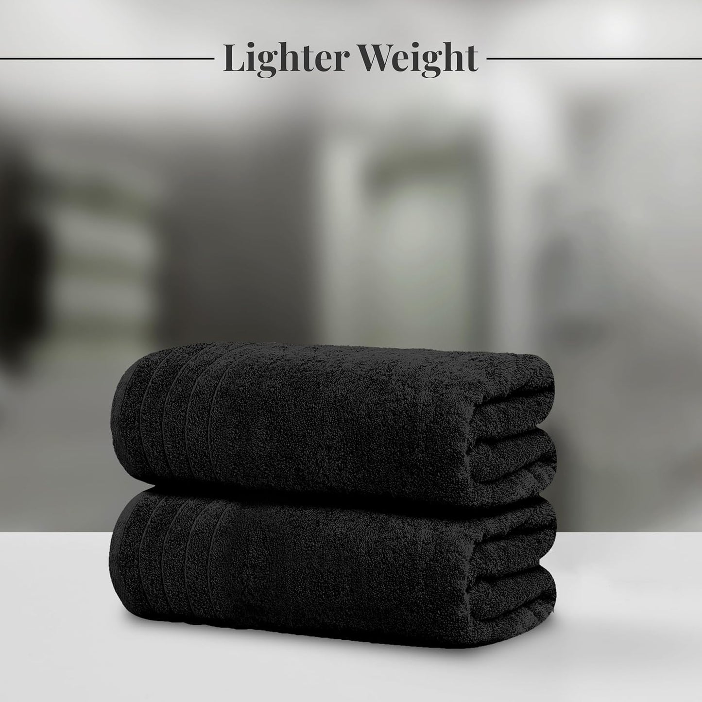 Extra Large Bath Towels - Pack of 4 | 100% Cotton, Soft & Absorbent, 30 x 60 Inches - Black