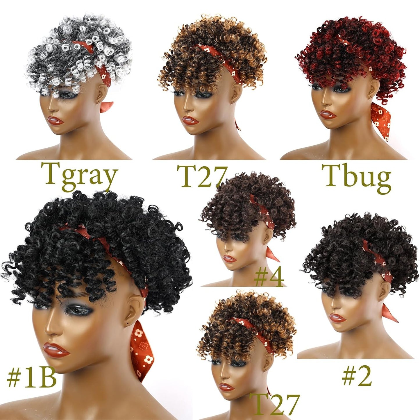 Afro Puff Drawstring Ponytail - Kinky Curly Hair Extension for Black Women | Natural Black, Short 1B Color