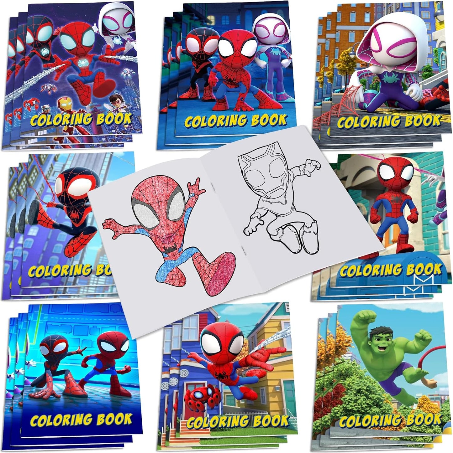 Spider-Man Coloring Books - 24 Pack Party Supplies | Perfect Birthday Gifts & Party Bag Fillers - 8 Designs Available