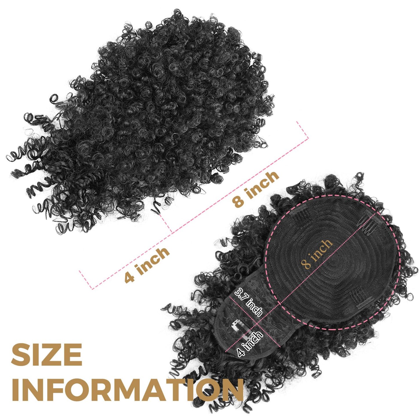 Drawstring Ponytail for Black Women - Kinky Curly Afro Puff Hair Extension with Bangs | Natural Updo Wig